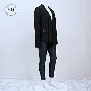 Trouve High Low Zipper Collar‎ Blazer Black Women L